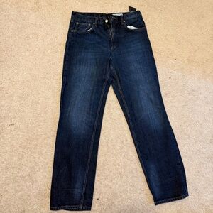Zara Indigo Blue Denim Jeans with Red Stitching Detail